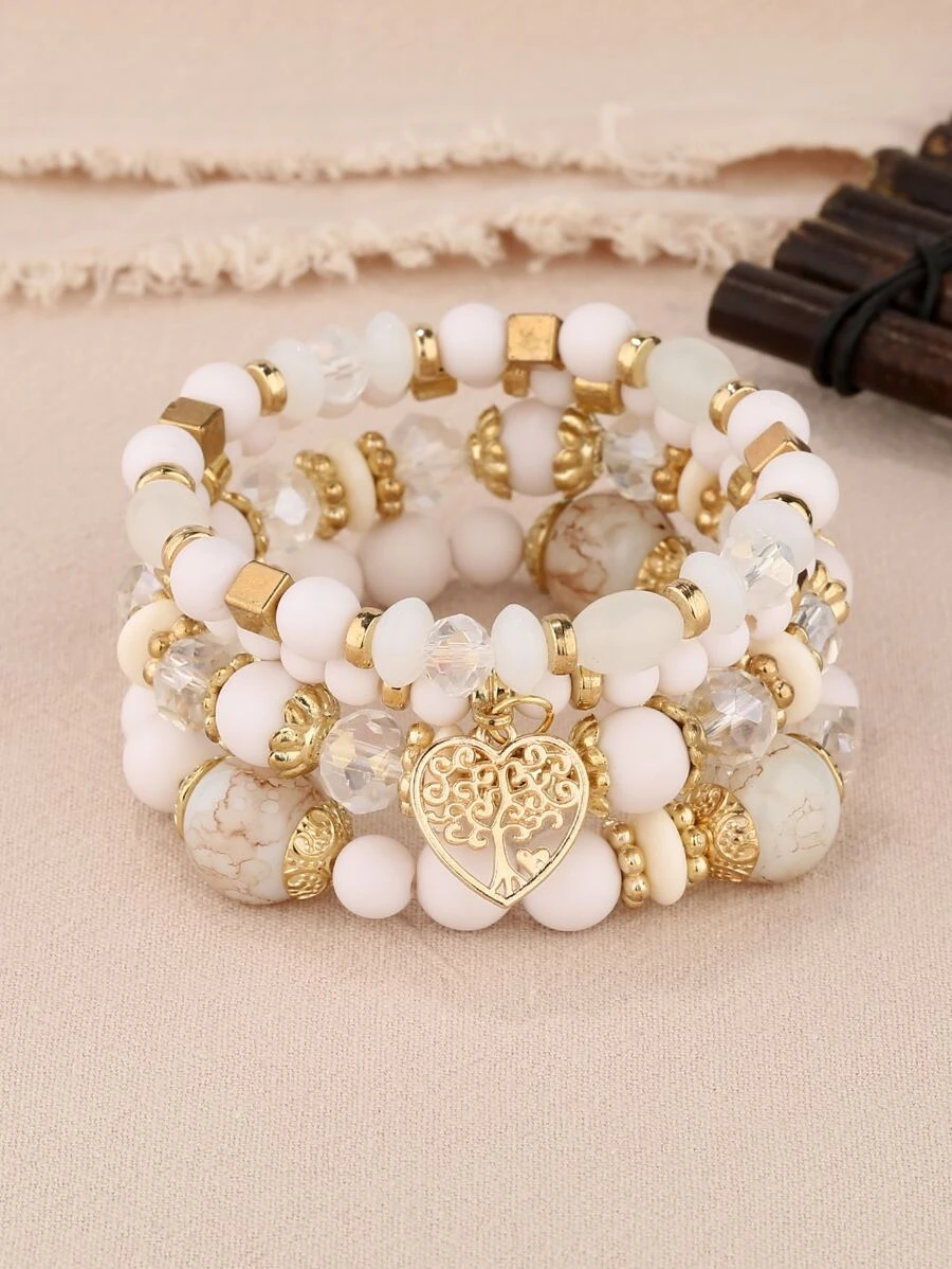 Bransoletki Peach Heart, 4szt