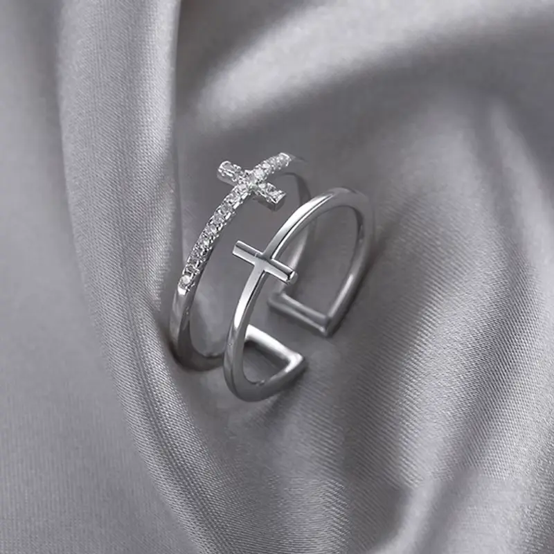 Pierścionek Two Crosses Silver