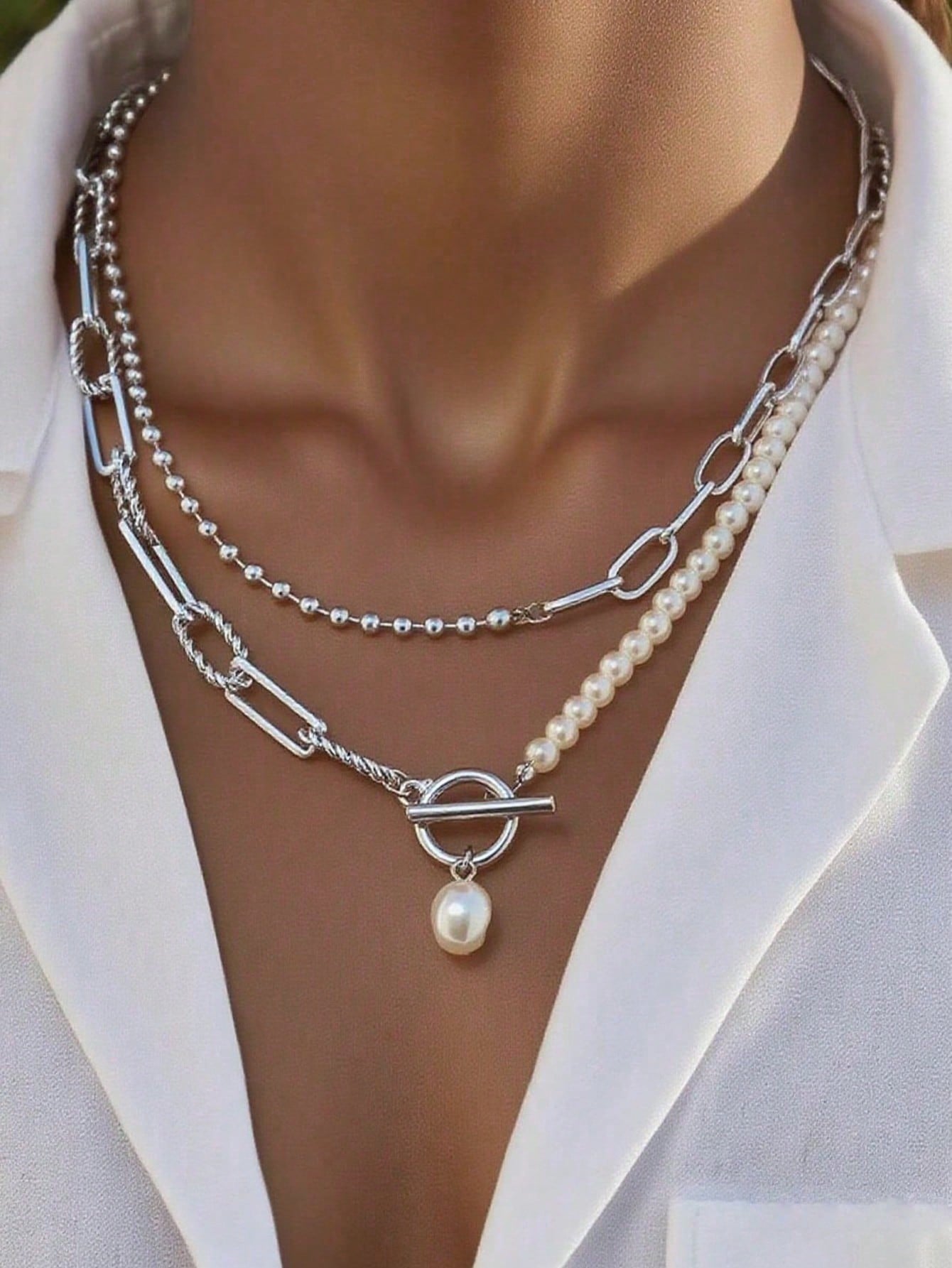 Naszyjnik Silver Pearl Balance